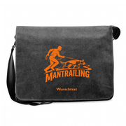 Canvas Messenger Bag in Oliv mit Mantrailing-Motiv