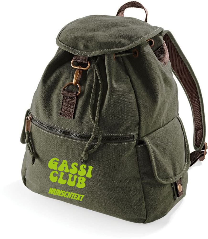 Canvas Rucksack Gassi Edition - personalisiert, Vintage-Look, 18 Liter