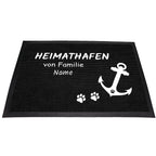 Fußmatte Heimathafen mit Pfoten Abdruck und Wunschname