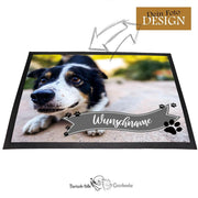 Foto-Fußmatte mit Namensbanner – Dein Hundefoto