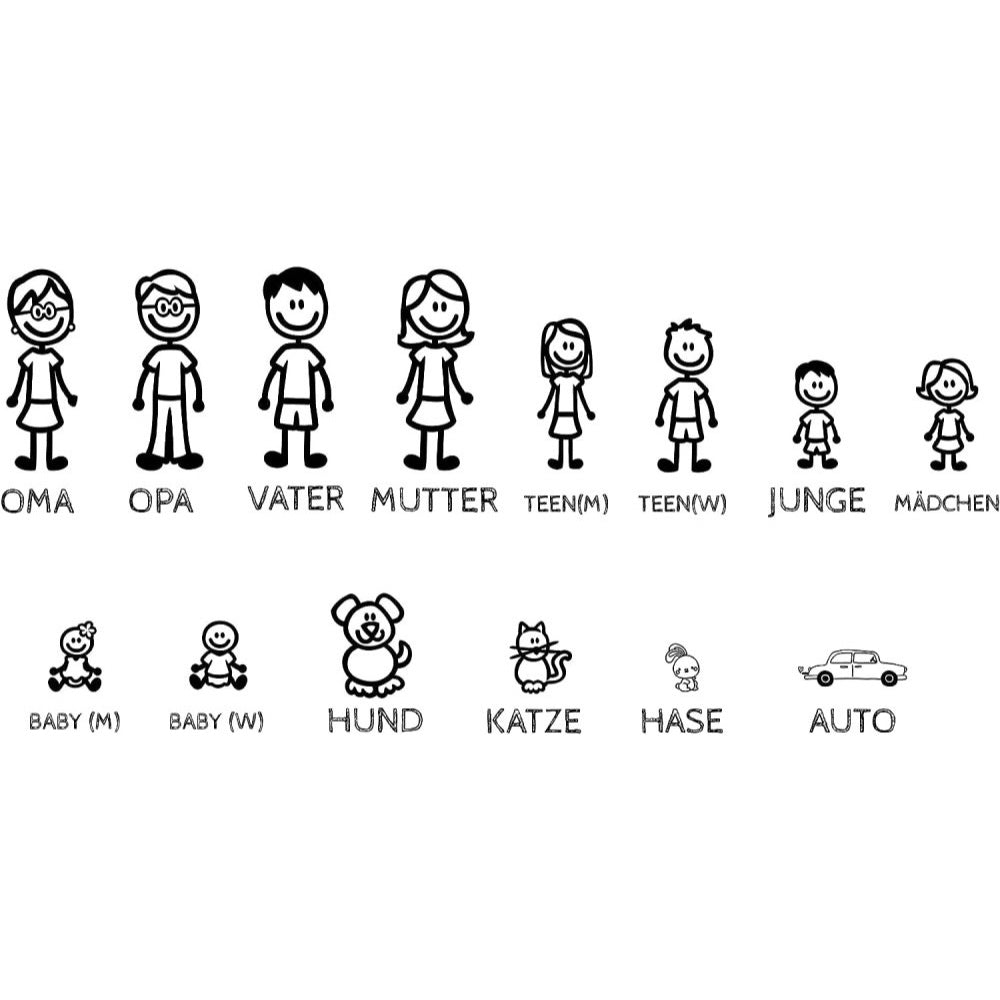 Die wählbaren Figuren der personalisierbaren Fußmatte von Tierisch tolle Geschenke