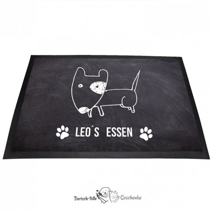 Futterplatz Matte / Napfunterlage - Comic Hund - 40 x 60 cm mit Wunschname grau