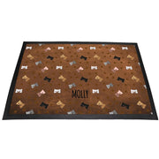 Napfunterlage mit bunten Katzenköpfen und Pfoten auf Braun, personalisiert mit dem Namen Molly