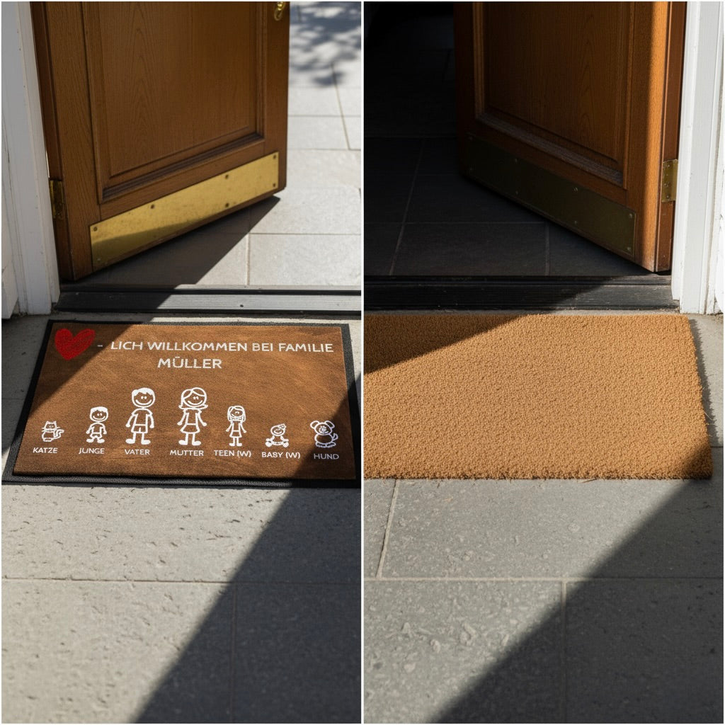 Vorher/Nachherbild mit Fußmatten