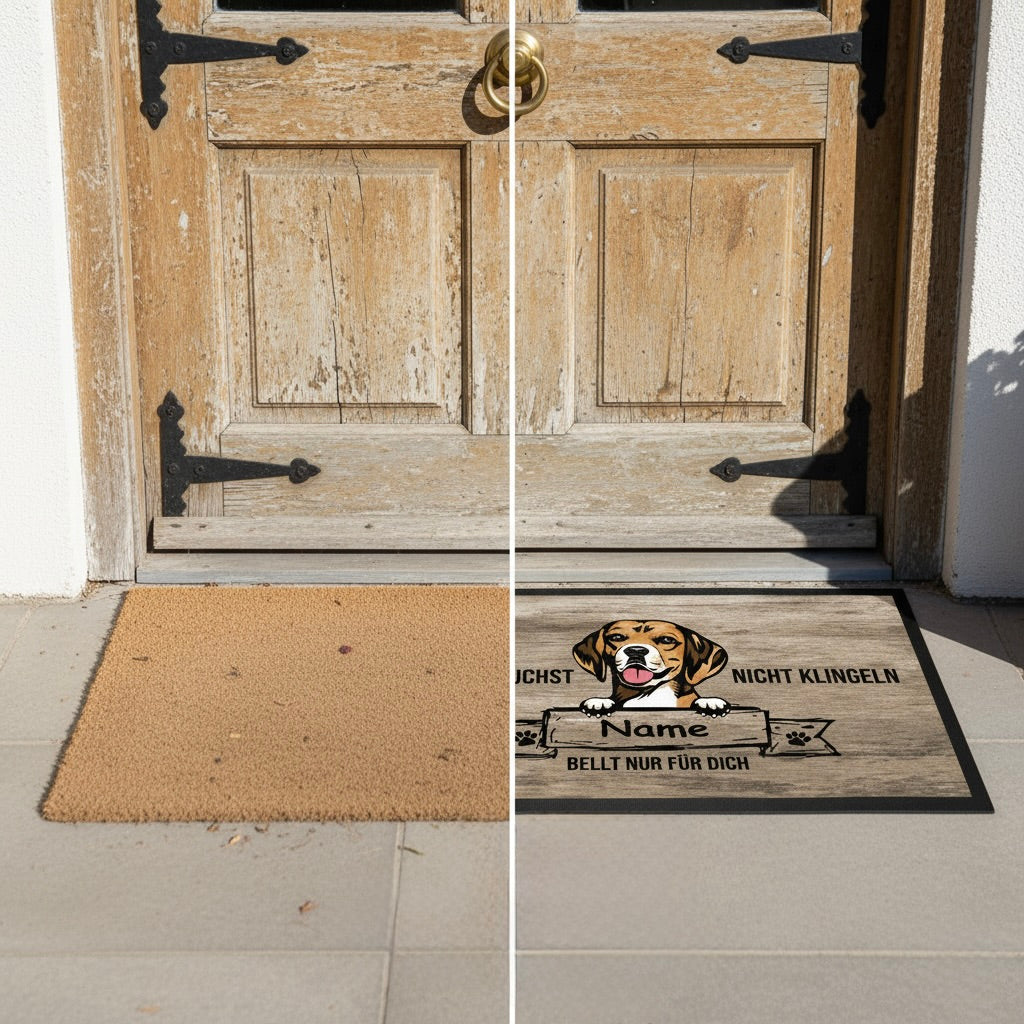 Vorher/Nachherbild mit Fußmatten