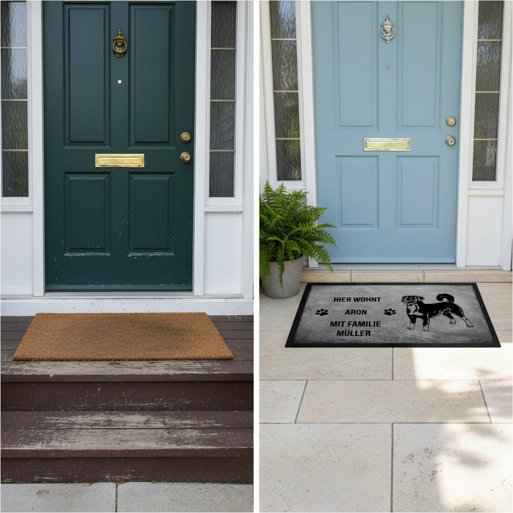 Vorher/Nachherbild mit Fußmatten