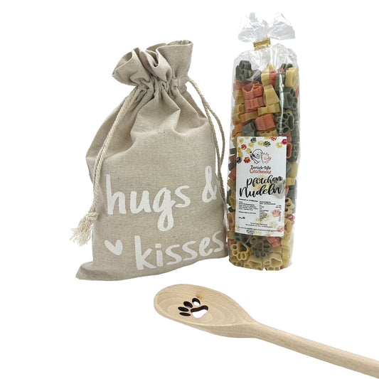 Geschenk-Set Pfötchen Kochlöffel & Pfötchen Nudeln - hugs and kisses