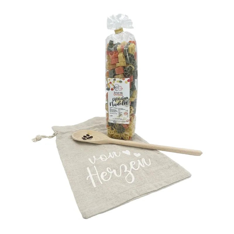Geschenk-Set Pfötchen Kochlöffel & Pfötchen Nudeln - von Herzen-Tierisch tolle Geschenke