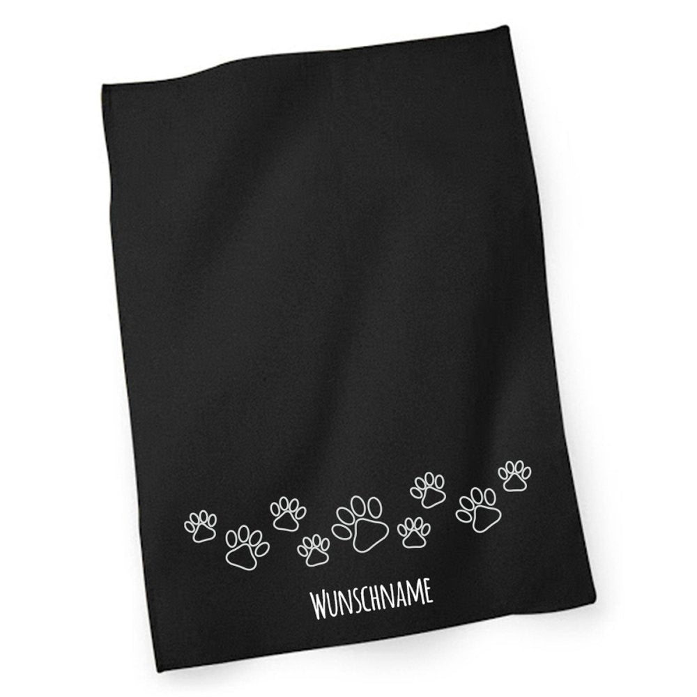 Geschirrtuch - Trockentuch Pfötchen 2 - mit Wunschname-Tierisch-tolle-Geschenke-Tierisch-tolle-Geschenke