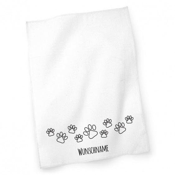 Geschirrtuch - Trockentuch Pfötchen 2 - mit Wunschname-Tierisch-tolle-Geschenke-Tierisch-tolle-Geschenke