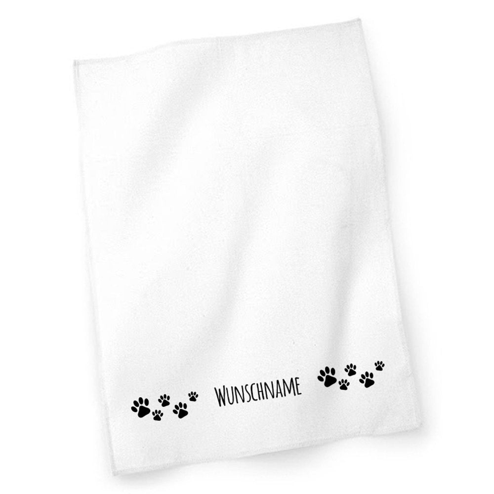 Geschirrtuch - Trockentuch Pfötchen 3 - mit Wunschname-Tierisch-tolle-Geschenke-Tierisch-tolle-Geschenke