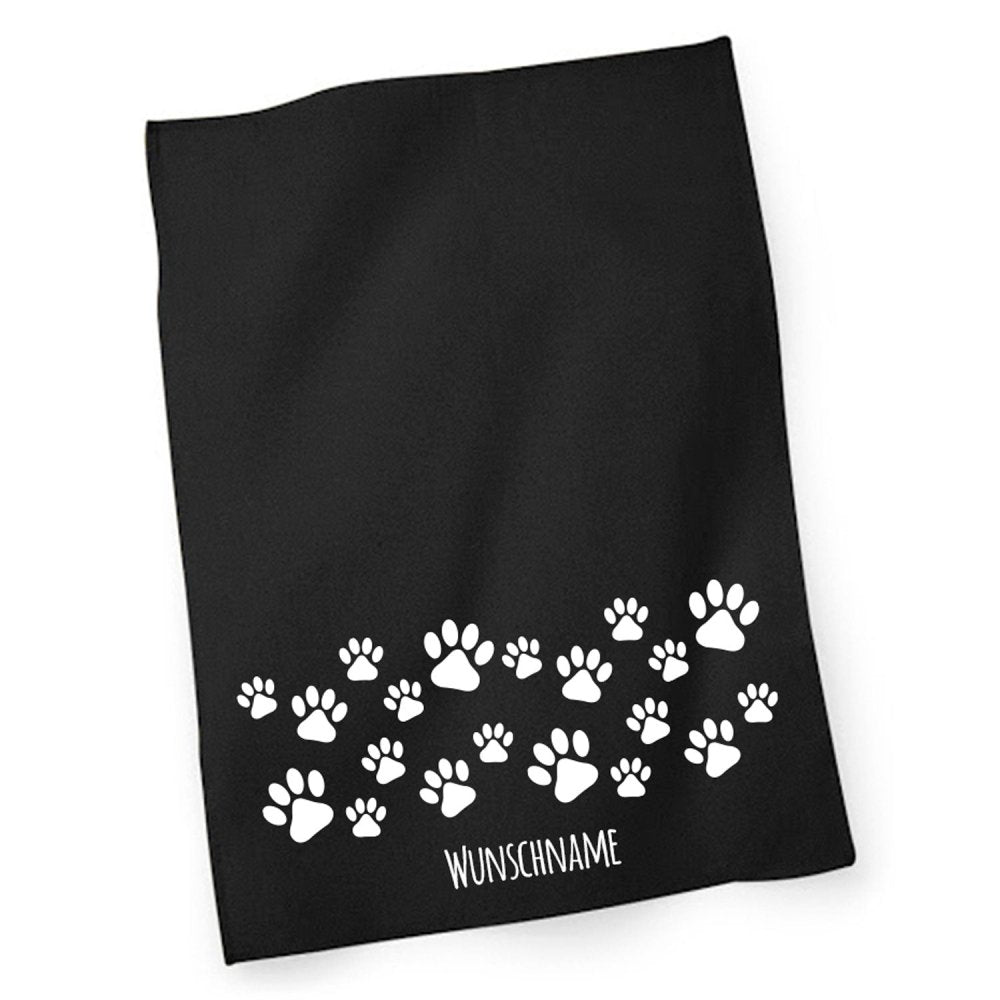 Geschirrtuch - Trockentuch Pfötchen - mit Wunschname-Tierisch-tolle-Geschenke-Tierisch-tolle-Geschenke