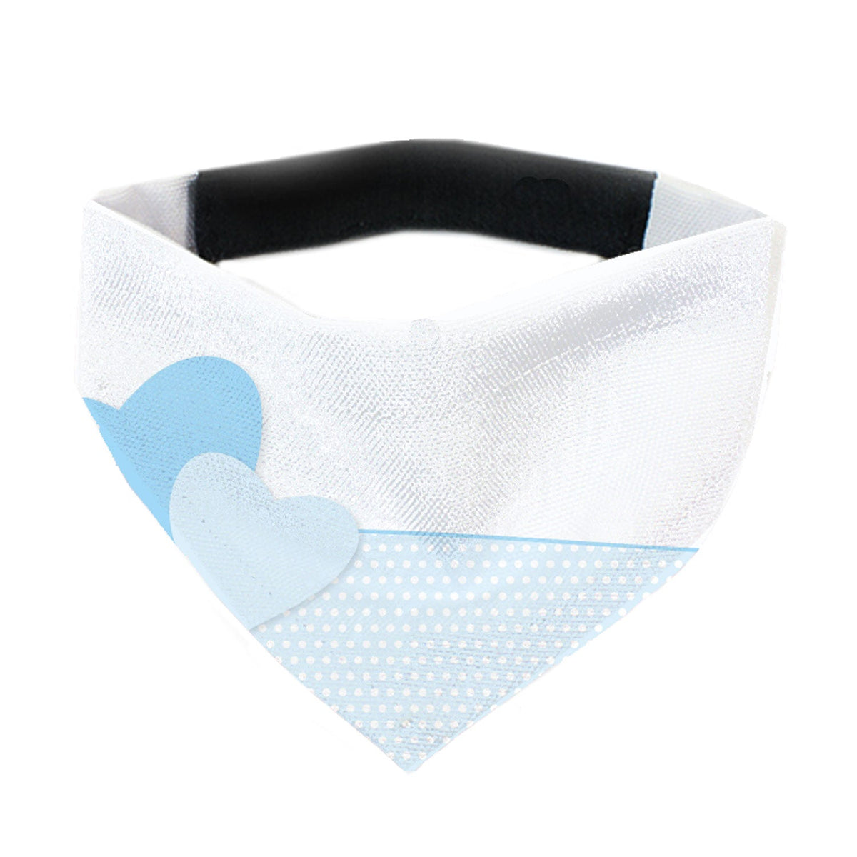 Hundehalstuch Herz Blau – weiß mit hellblauem Herz