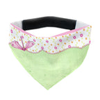 Hundehalstuch Flower Power – grün mit Blüten und Libelle