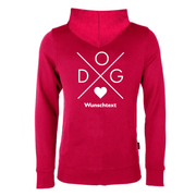 Personalisierter Kapuzenpullover Hundeliebe Edition rot – Hoodie Hund Damen