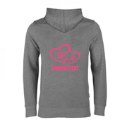 Personalisierter Hoodie grau melange Hundeliebe Edition – Kapuzenpullover mit Hundemotiv