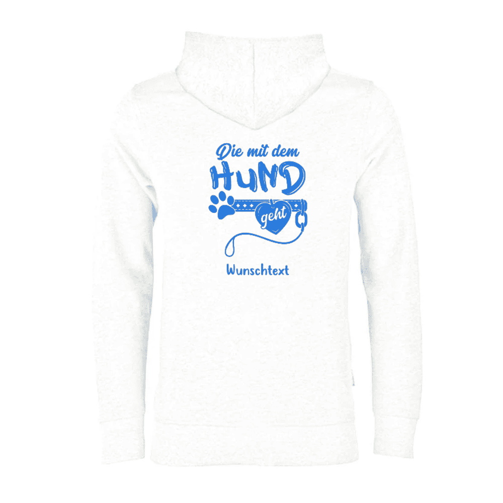 Hoodie weiss die mit dem hund geht