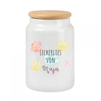 Hunde Leckerli Keramikdose - Aquarell Pfötchen mit Wunschnamen