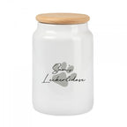 Hunde Leckerli Keramikdose - Pfote grau mit Wunschnamen