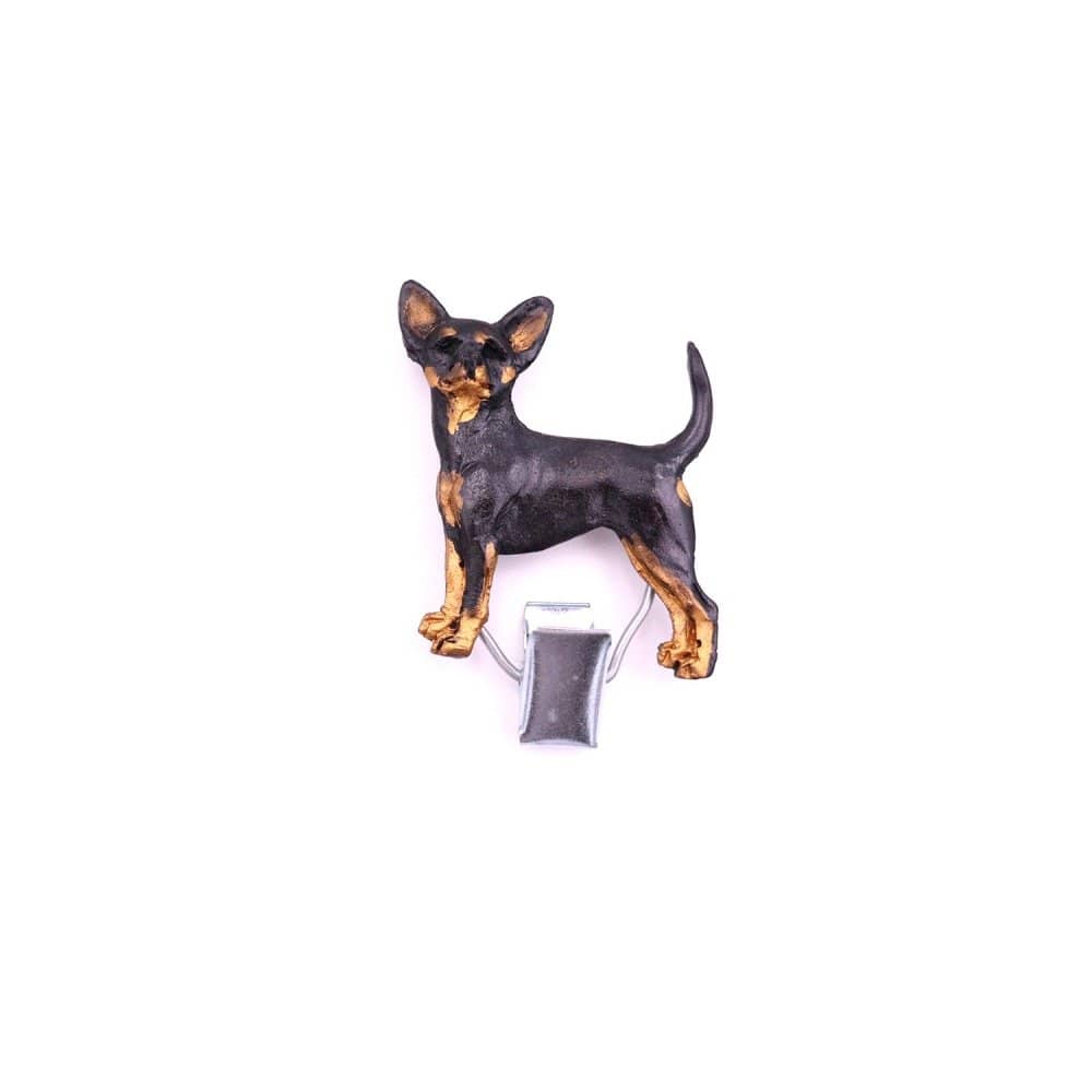 Handbemalter Startnummern-Clip mit Pinscher black and tan