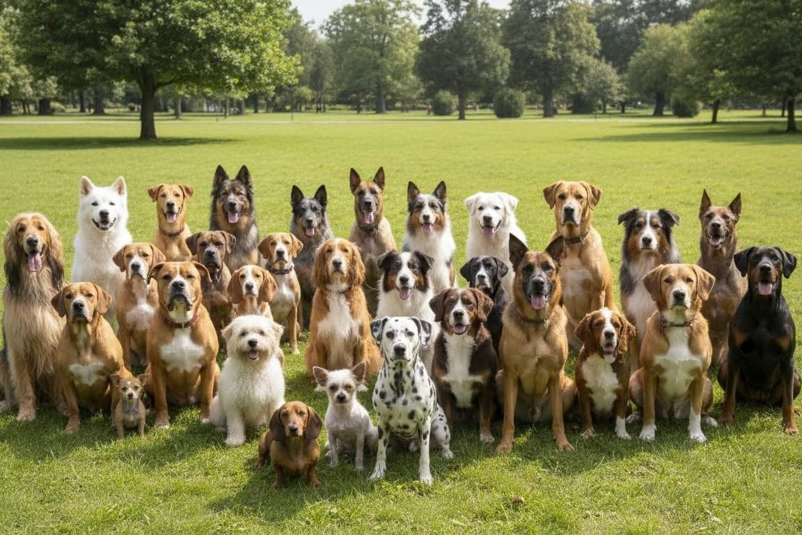 Hunderassen Gruppenfoto