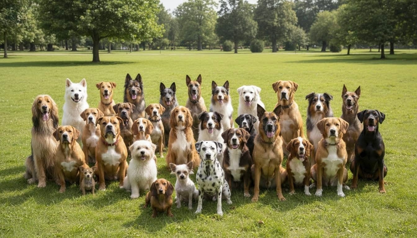 Hunderassen Gruppenfoto
