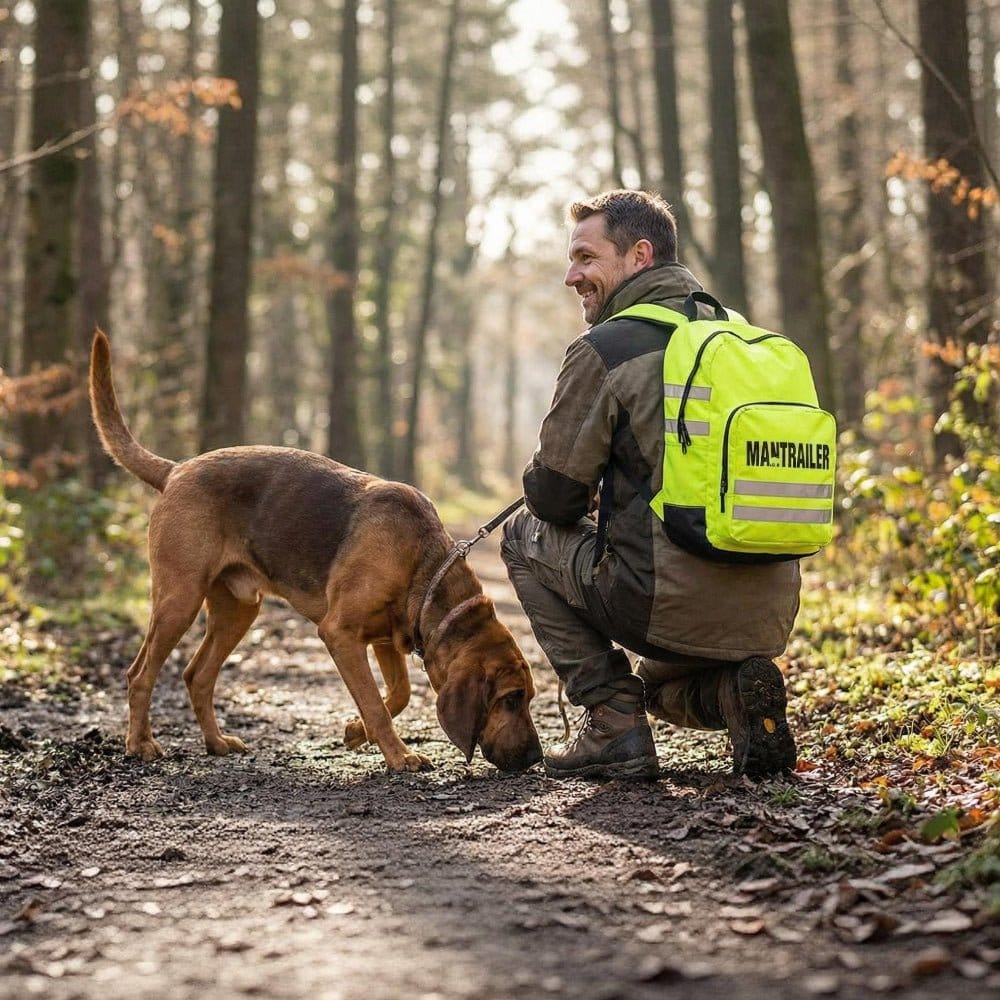Hundesport Rucksack neongelb beim Training