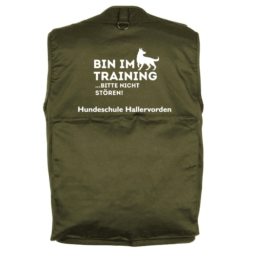 Hundesportweste für Hundetrainer mit 14 Taschen, oliv