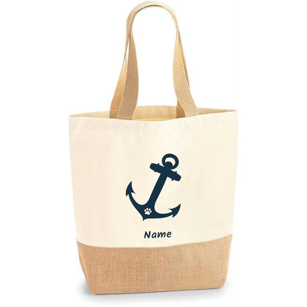 Jute Shopper mit Anker bedruckt