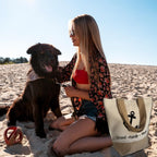 Jute Shopper mit Anker am Strand