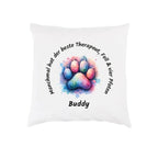 Kissenbezug mit Aquarell Pfote bunt und Wunschnamen