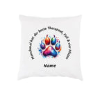 Kissenbezug mit bunter Pfote und Namen