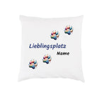 Lieblingsplatz Kissen mit Namen und Pfötchen
