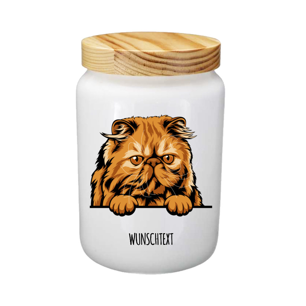 Leckerli-Dose Katze personalisiert weiß glänzend