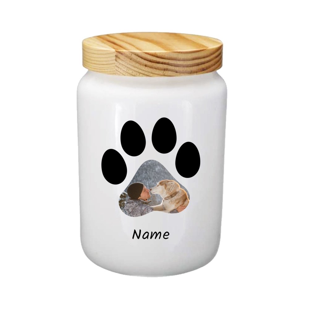 Leckerlidose mit Foto in Pfotenform