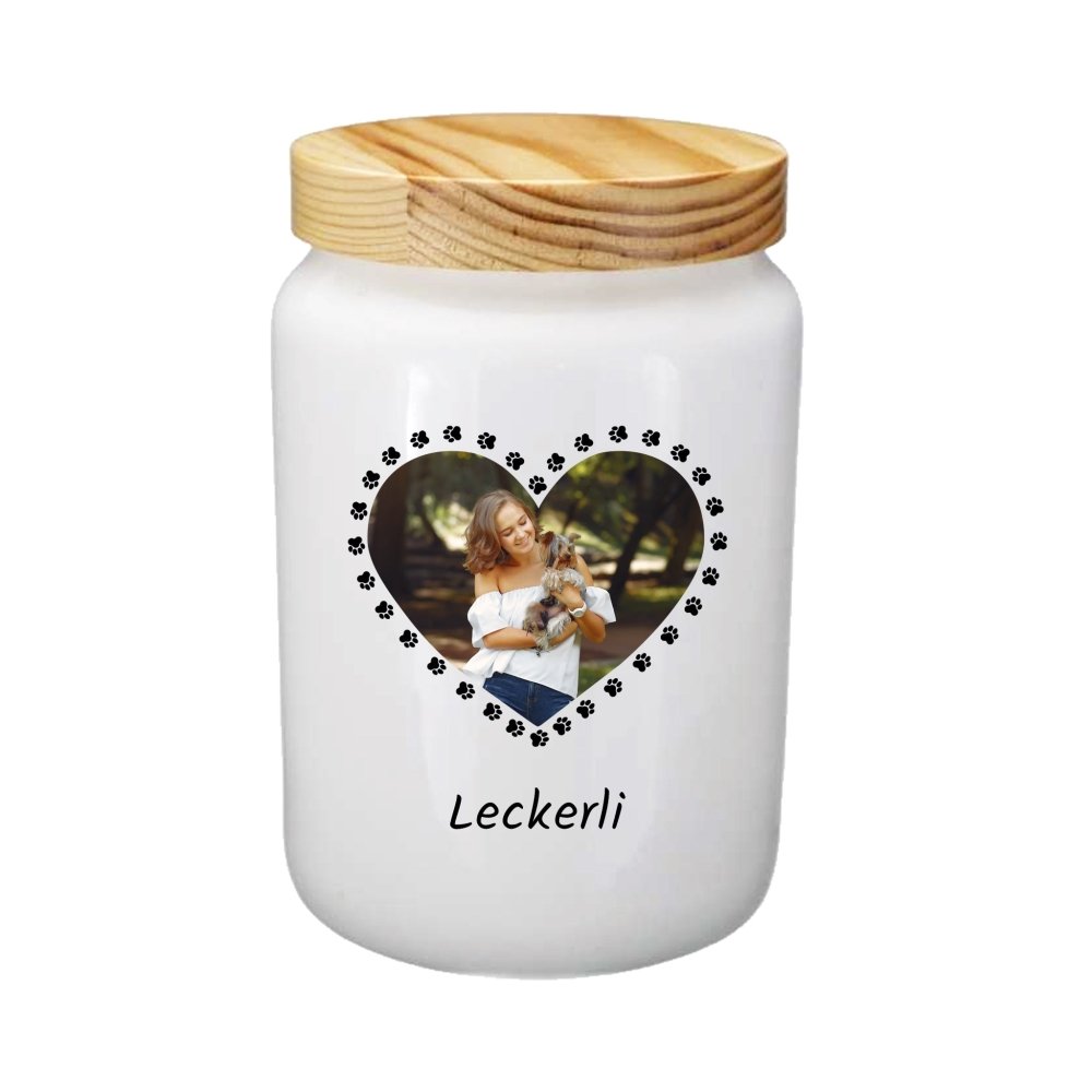 Leckerlidose mit Foto in Herzform