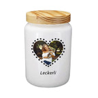 Leckerlidose mit Foto in Herzform