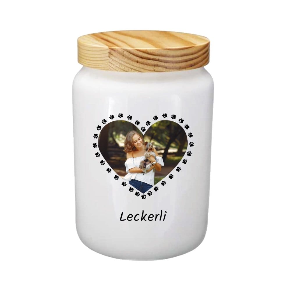 Leckerlidose mit Foto in Herzform
