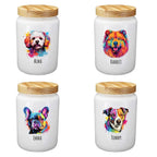 Leckerlidosen mit Hunderasseköpfen und Namen