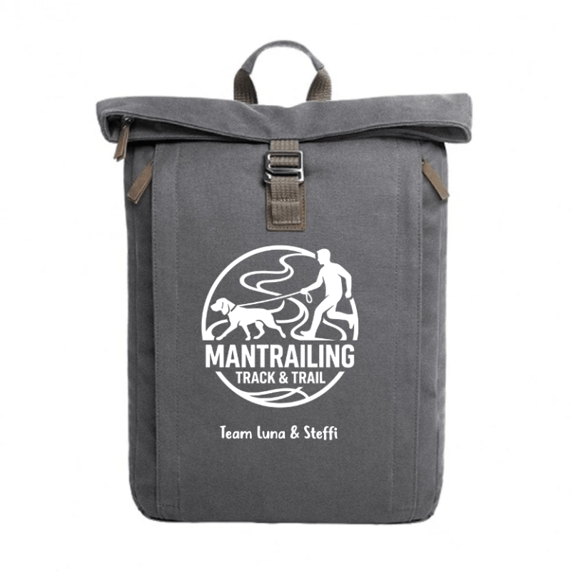 Mantrailing Rucksack personalisiert mit Namen Vorderansicht