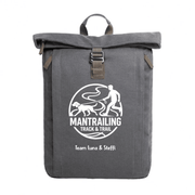 Rolltop Canvas Rucksack Mantrailing anthrazit personalisiert – Vorderansicht
