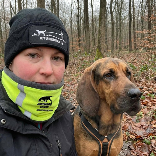 Fleece Schlauchschal Mantrailing neongelb – Halswärmer Hundesport Training