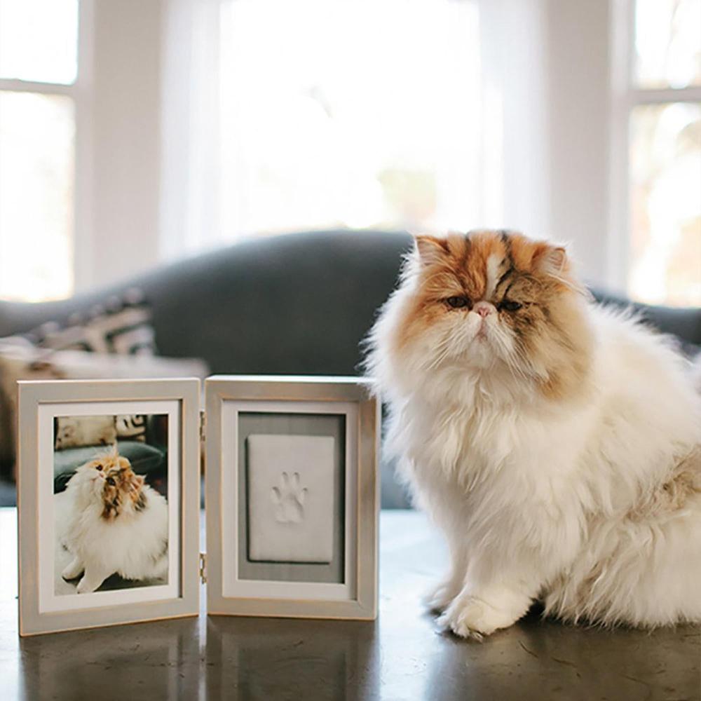Pearhead ® - 3D Pfotenabdruck Set Hund & Katze inkl. Bilderrahmen - vintage grau