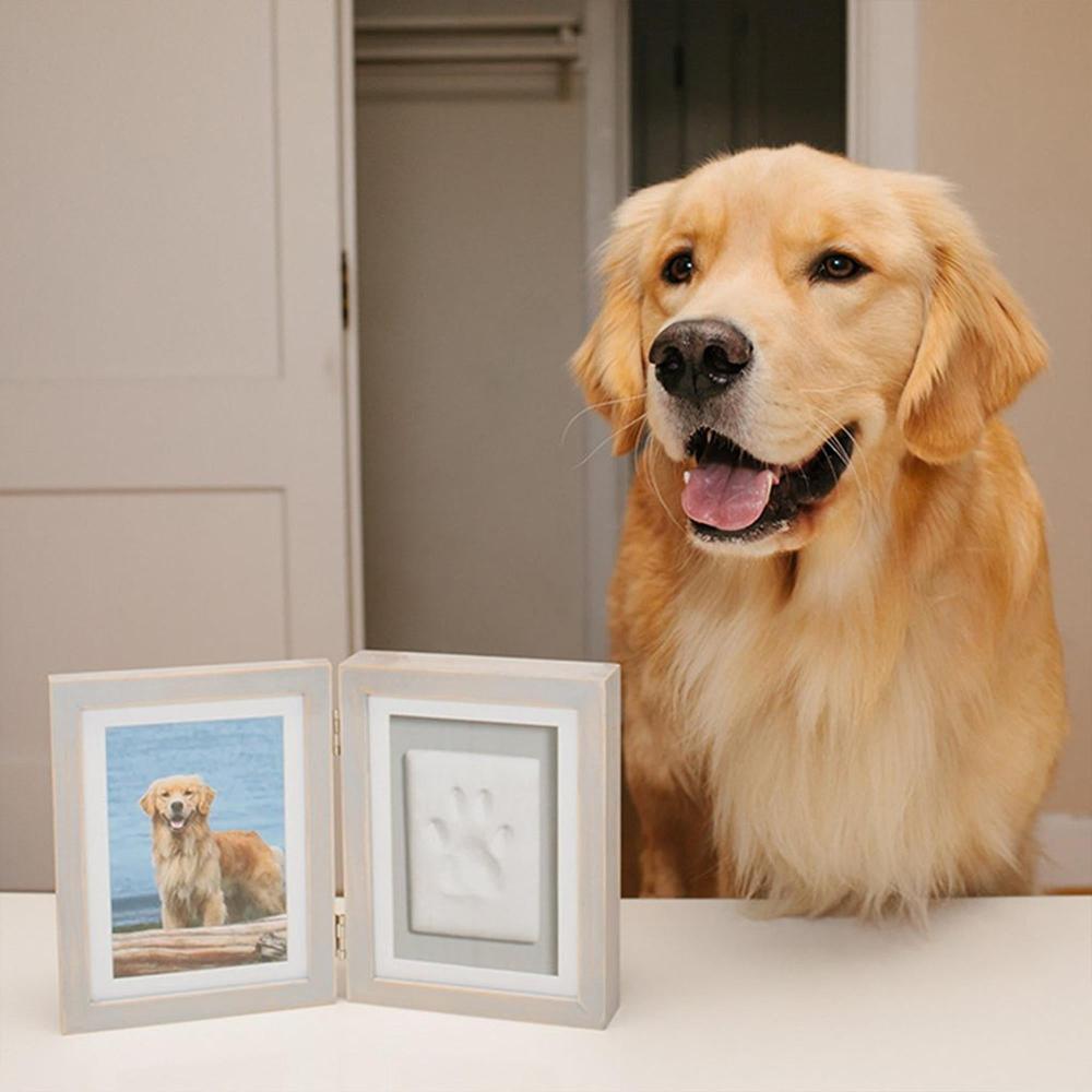 Pearhead ® - 3D Pfotenabdruck Set Hund & Katze inkl. Bilderrahmen - vintage grau