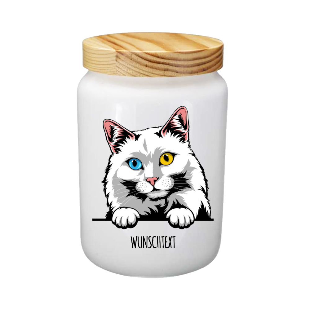 Personalisierte Leckerli-Dose Katze mit Motiv aus Keramik