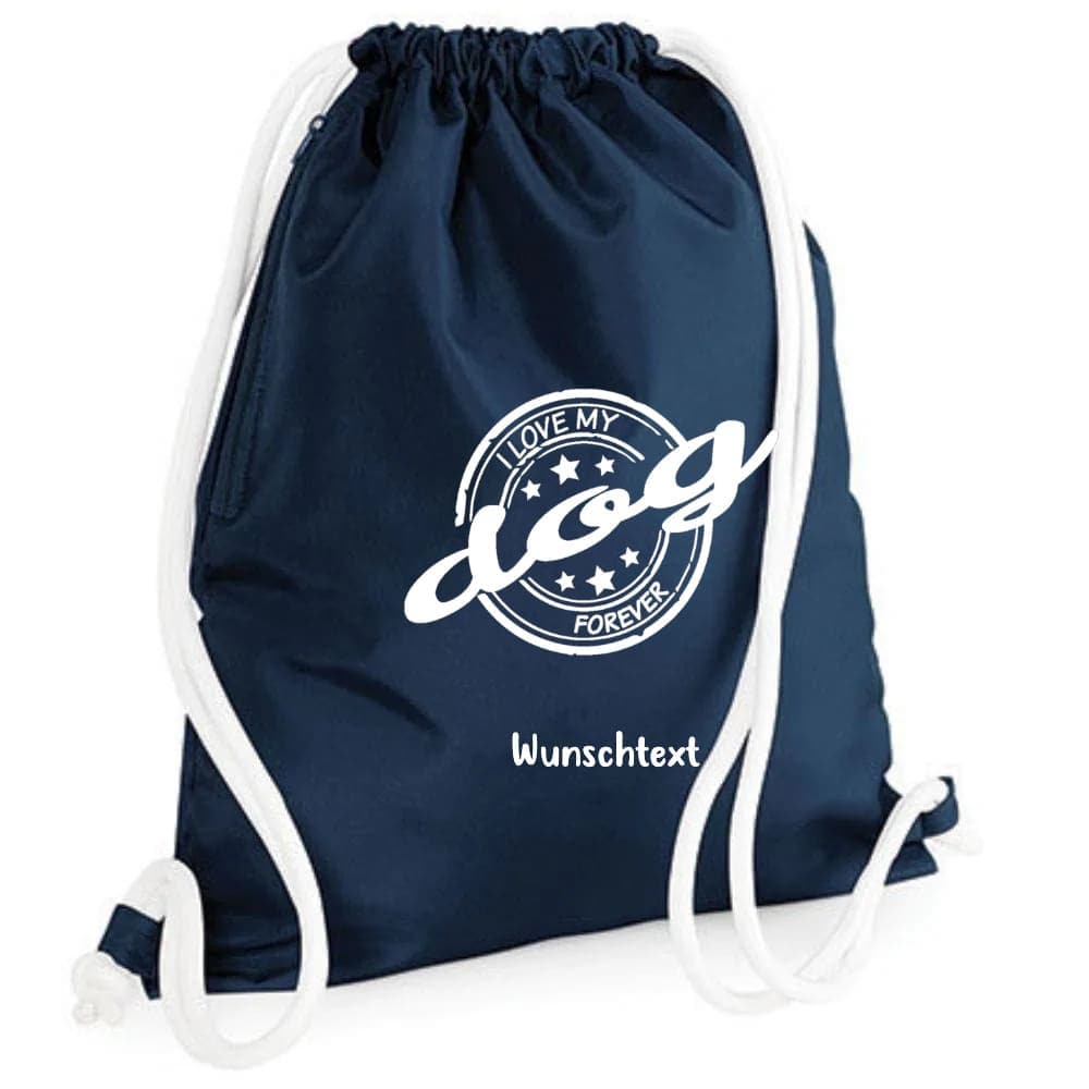 Personalisierter Turnbeutel Hund mit Wunschname und Motiv
