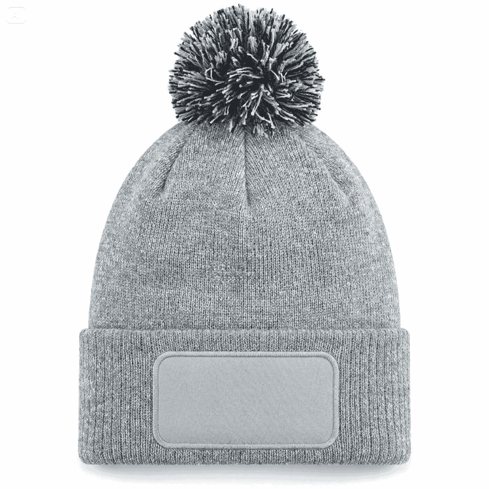 Kuschelige graumelierte Pudelmütze für Pferdeliebhaber mit Horse-Mom-Design