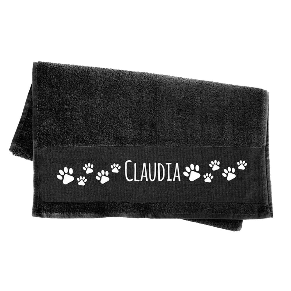 Premium Handtuch Hundespruch - Pfoten 2 Wunschname - Tierisch tolle Geschenke
