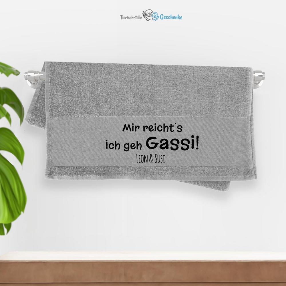 Premium Handtuch Hundespruch - Gassi Wunschname - Tierisch tolle Geschenke