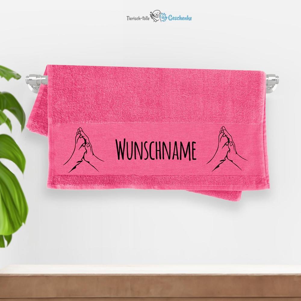 Premium Handtuch Hundespruch - Hand und Pfote Wunschname - Tierisch tolle Geschenke